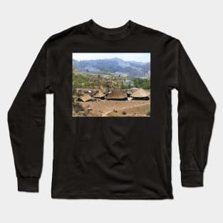 Colorized vintage photo of homes in Guatamala Long Sleeve T-Shirt